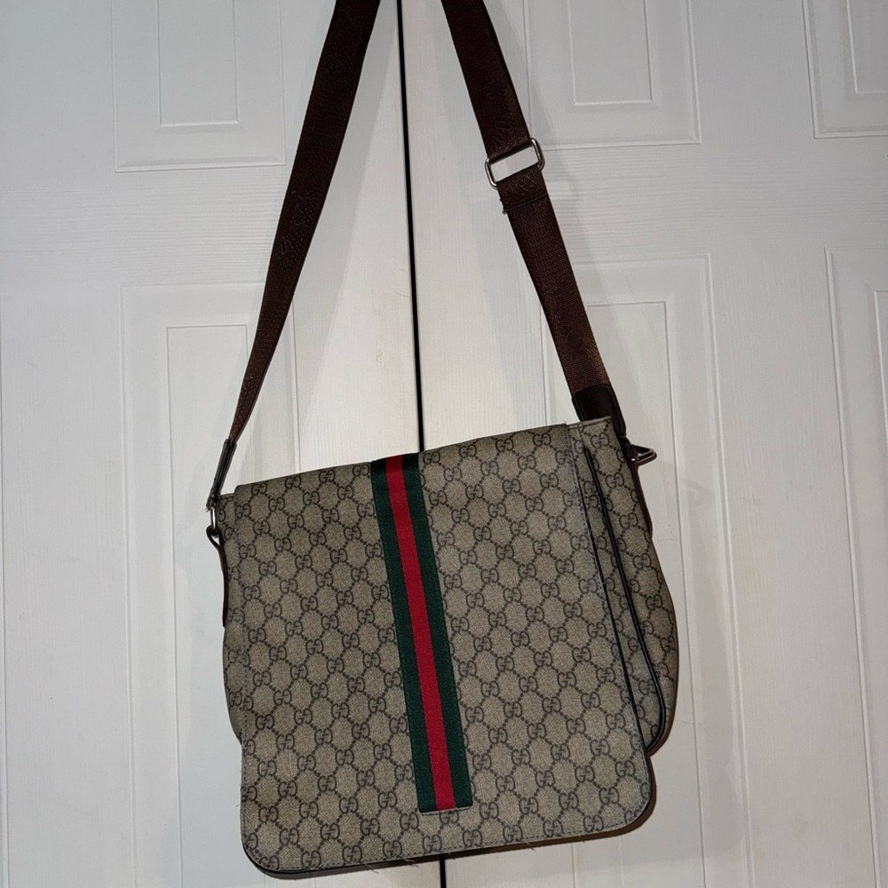 Gucci Beige and Brown Messenger Bag